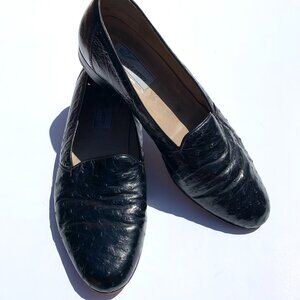 VTG Vero Cuoio Men’s Ostrich Slip On Loafers Black 10.5